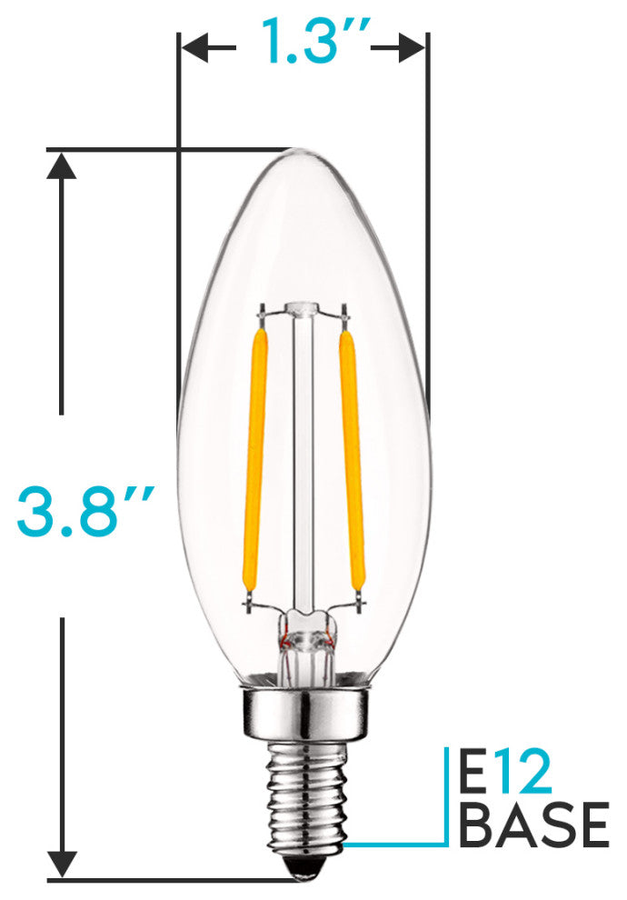 4W Candelabra LED Bulb Dimmable 400lm Cool White E12 24PK