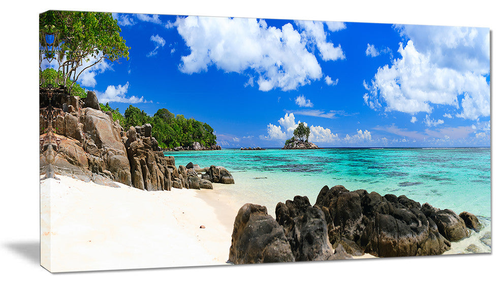 "Ideal Beach in Seychelles" Seascape Canvas Photo Print, 40"x20"