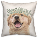 Golden Retriever With Leaves 18 x 18 Spun Poly Pillow