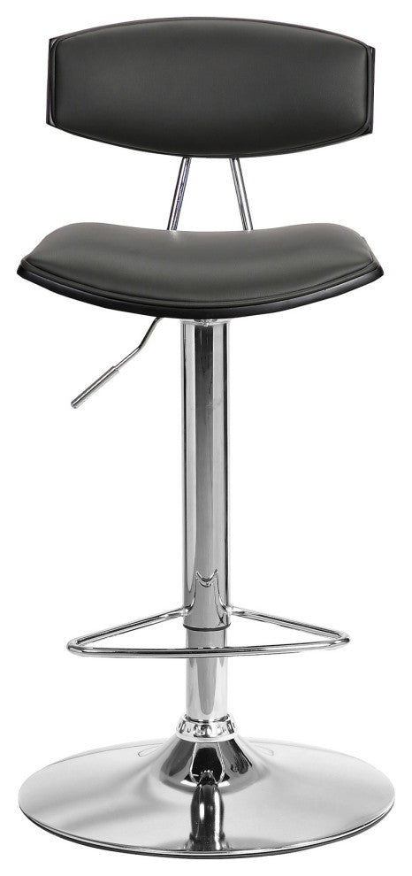 Gray Faux Leather Adjustable Chrome Base Swivel Bar Stool