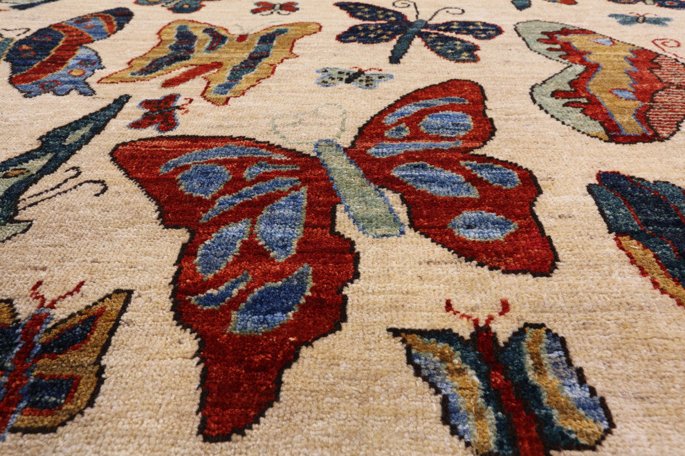 Butterflies Persian Gabbeh Hand-Knotted Rug 5' 7" X 8' 5" Q5161