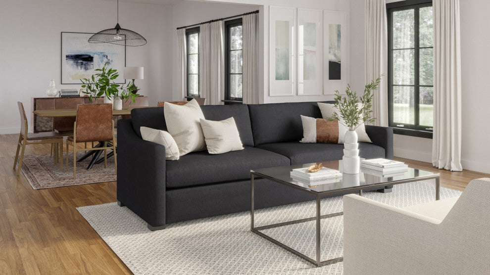 Nativa Interiors Ashley Sofa 105", Charcoal, Depth: Classic