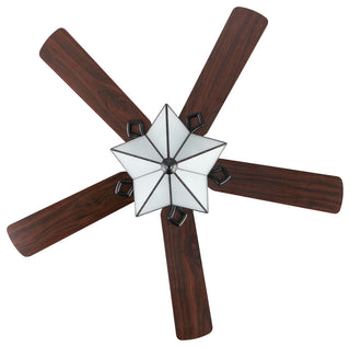 Moravia 52" 5-Light Farmhouse Rustic Shade LED Ceiling Fan With Remote, Black