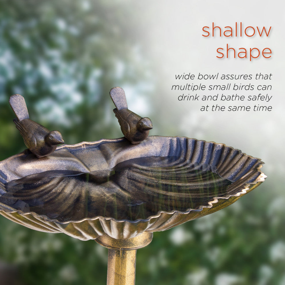 31" Tall Outdoor Vintage Birdbath with Bird Figurines Yard Statue