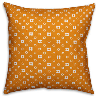Orange Floral Pattern Throw Pillow, 20"x20"