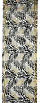 Decorative Table Runner Black Cotton 14"x64", Leaf, Gold Glitter, Tassels- Panra