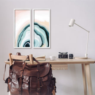 Abstract Seashell Interior Round Curves Blue Beige,10 x 24