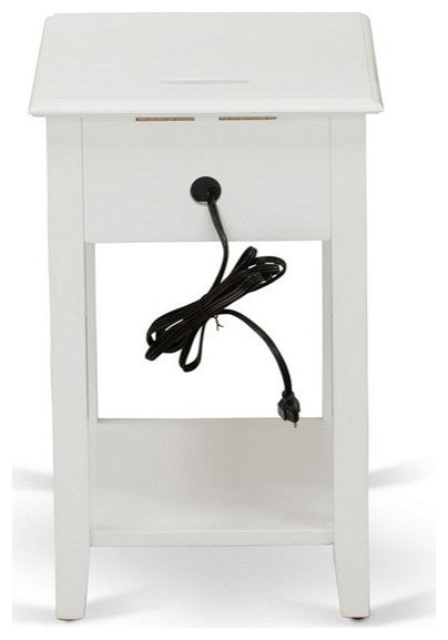Wood Night Stand With 1 Drawers, Stable And Sturdy Constructed White Finish