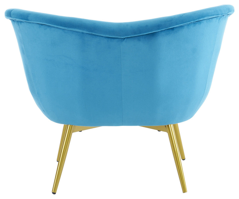 GDF Studio Modern Velvet Accent Chair With Gold Metal Legs, Teal