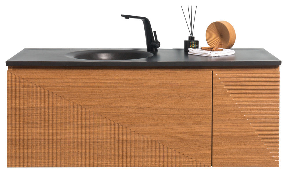 Simon  Wall Mount Vanity With Integrated black Sink, 48"