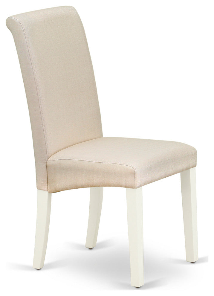 5 Pc Dining Set, 1 Drop Leaves Dining Table, 4 Cream Chair, Linen White Finish