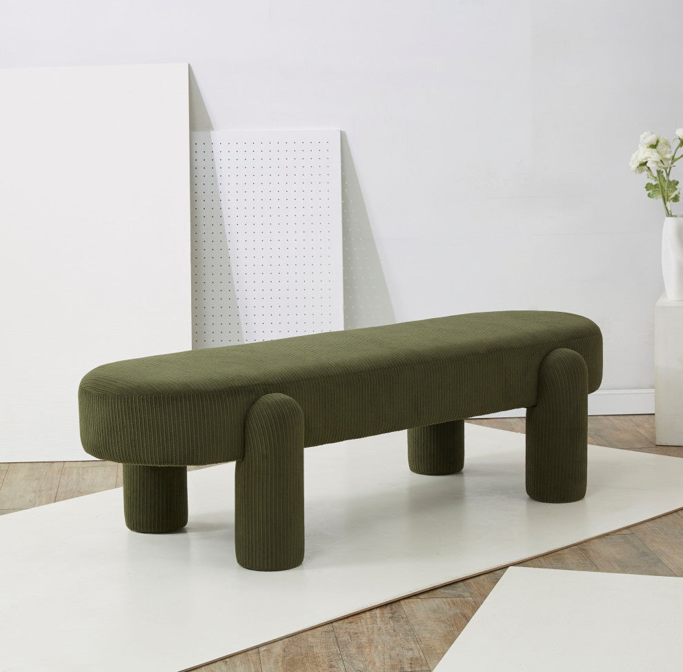 Safavieh Couture Laurence Corduroy Bench, Olive