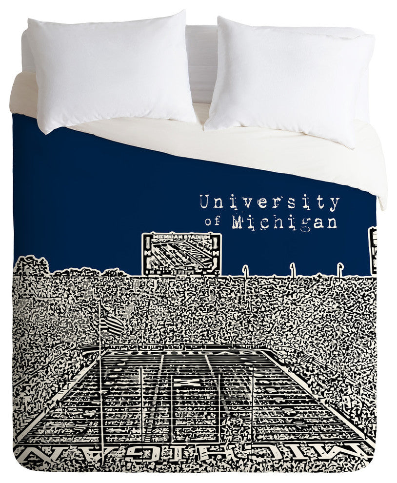 Deny Designs Bird Ave University Of Michigan Navy Duvet Cover - Lightweight
