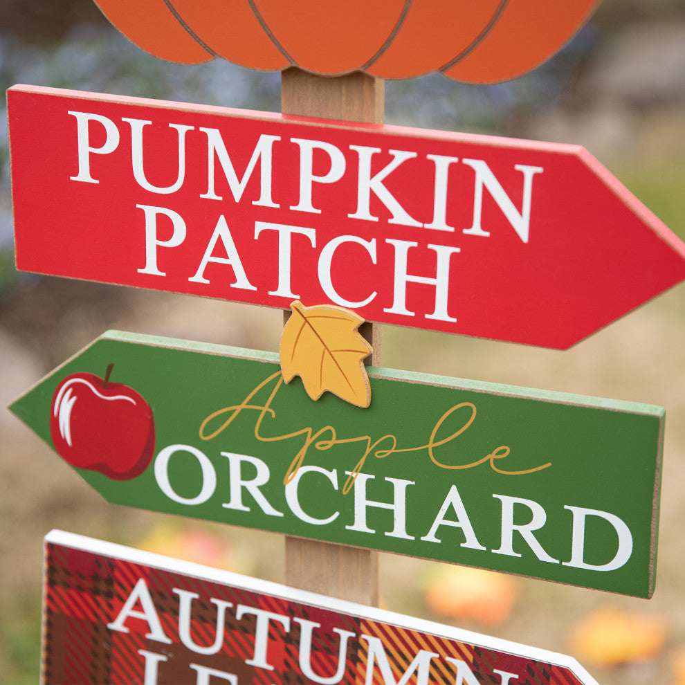 41.75"H Fall Wooden Pumpkin Patch Yard Stake