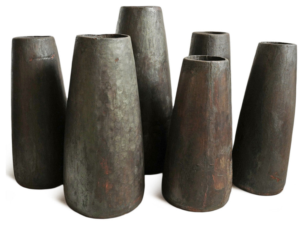 Consigned Old Naga Tall Wood Pot 4