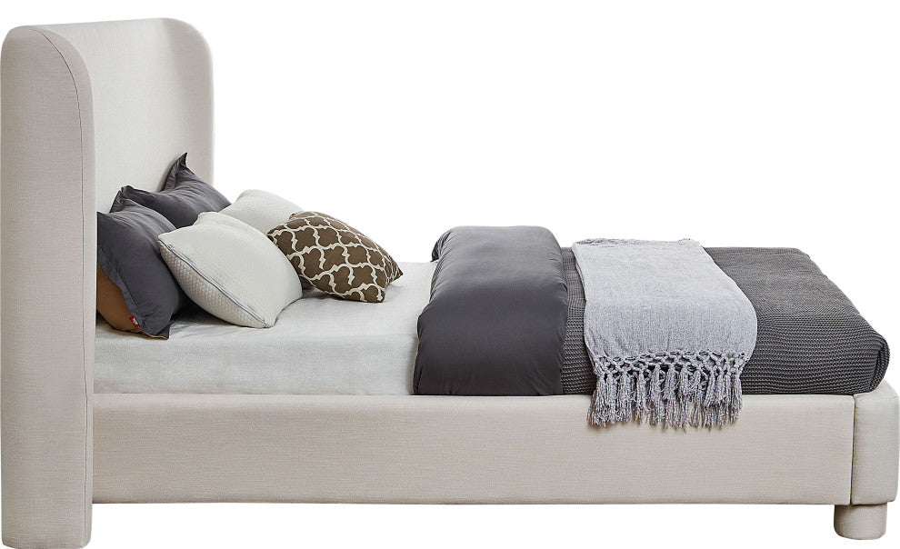 Penny Bed, Cream, Queen, Linen Textured Fabric