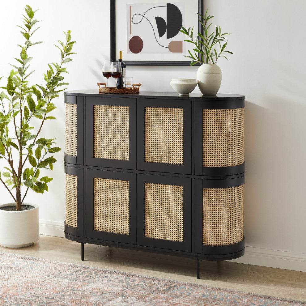 Loft Lyfe Darrius Cabinet, Storage, 4-Door, 55Lx17.7Wx47H, Black