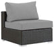Modern Outdoor Sofa Middle Chair, Sunbrella Rattan Wicker, Gray