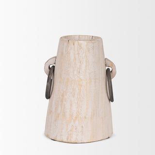Monique Small Light Brown With Handles Wood Pot