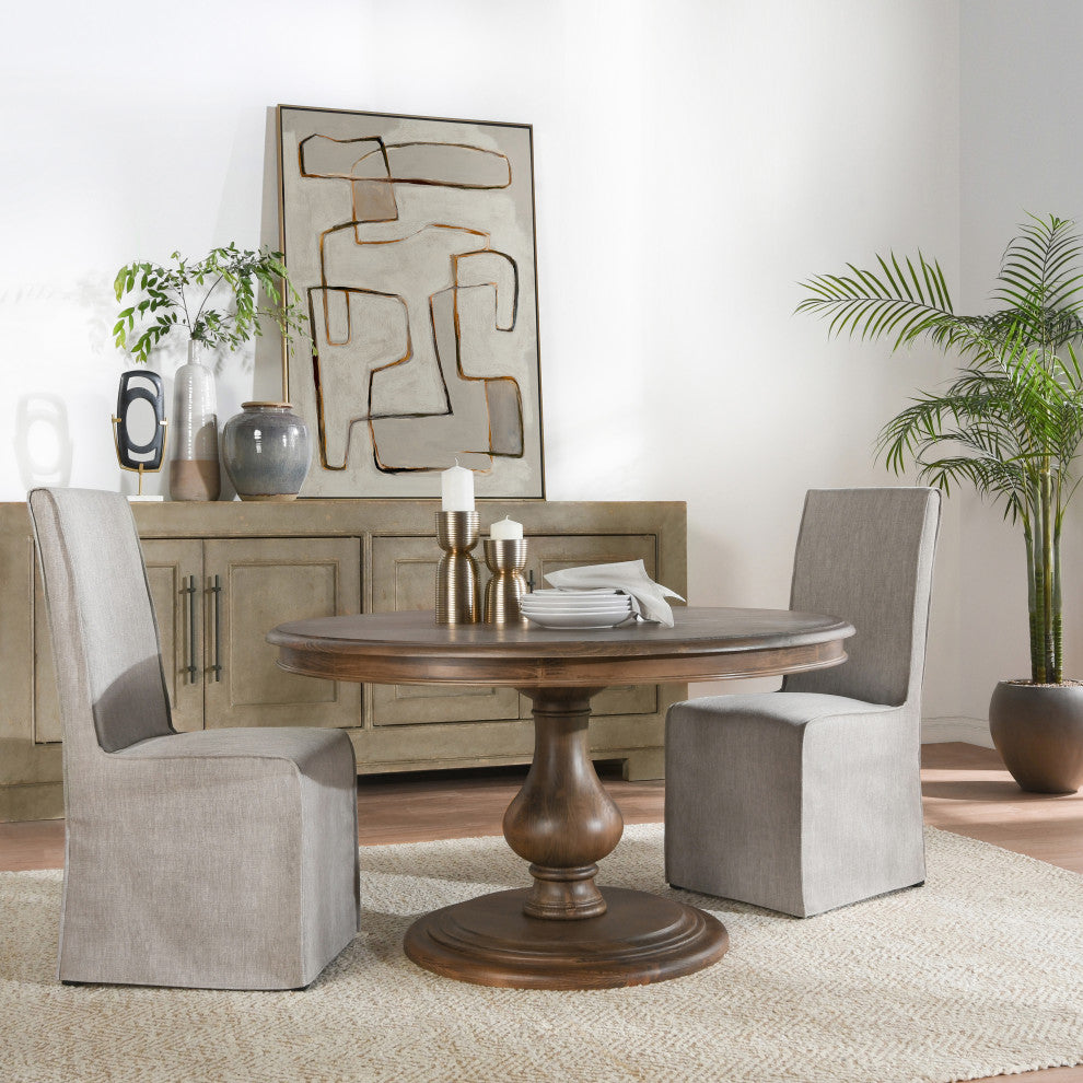 The Adrienne Dining Table, 54", Brown, French Country, Round