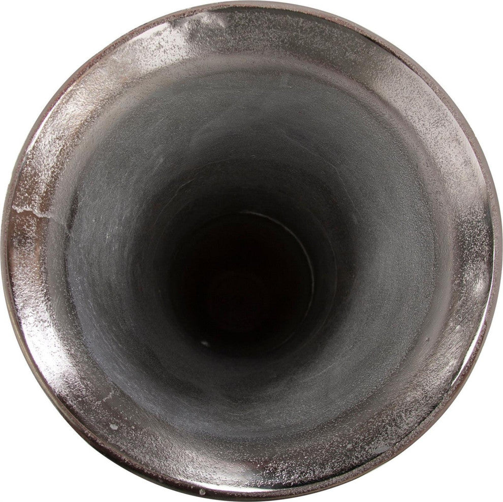 Eclectic Matte Silver Metal Vase