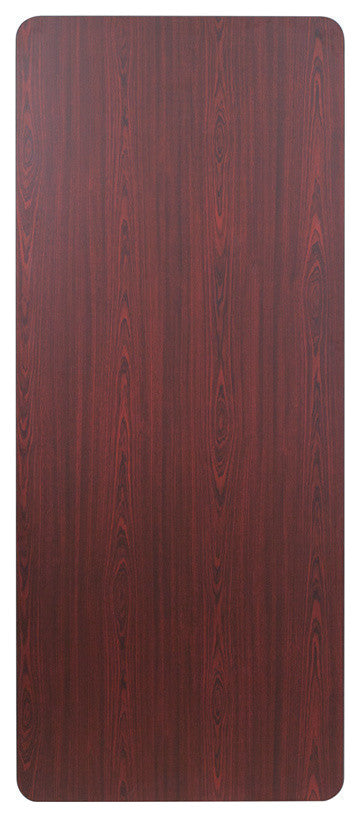 30"x72" Rectangular Mahogany Melamine Laminate Folding Banquet Table