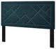 Contemporary Modern Bedroom King Size Headboard, Rivet Nail, Fabric, Navy Blue