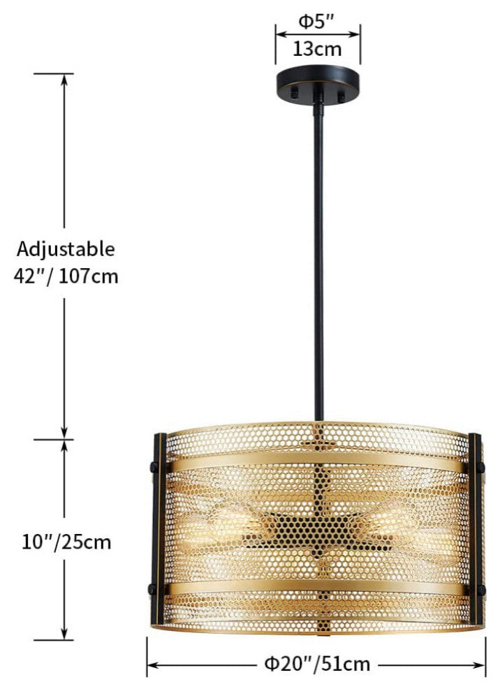 Gold Chandelier Light Fixture 5-Light Pendant Light Modern Living Room Light