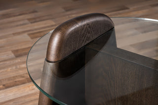 Modrest Buxton Mid-Century Modern Glass + Dark Walnut End Table