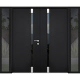 Exterior Prehungdouble Doors Cynex 6777 Black 2 Side Exterior Windows