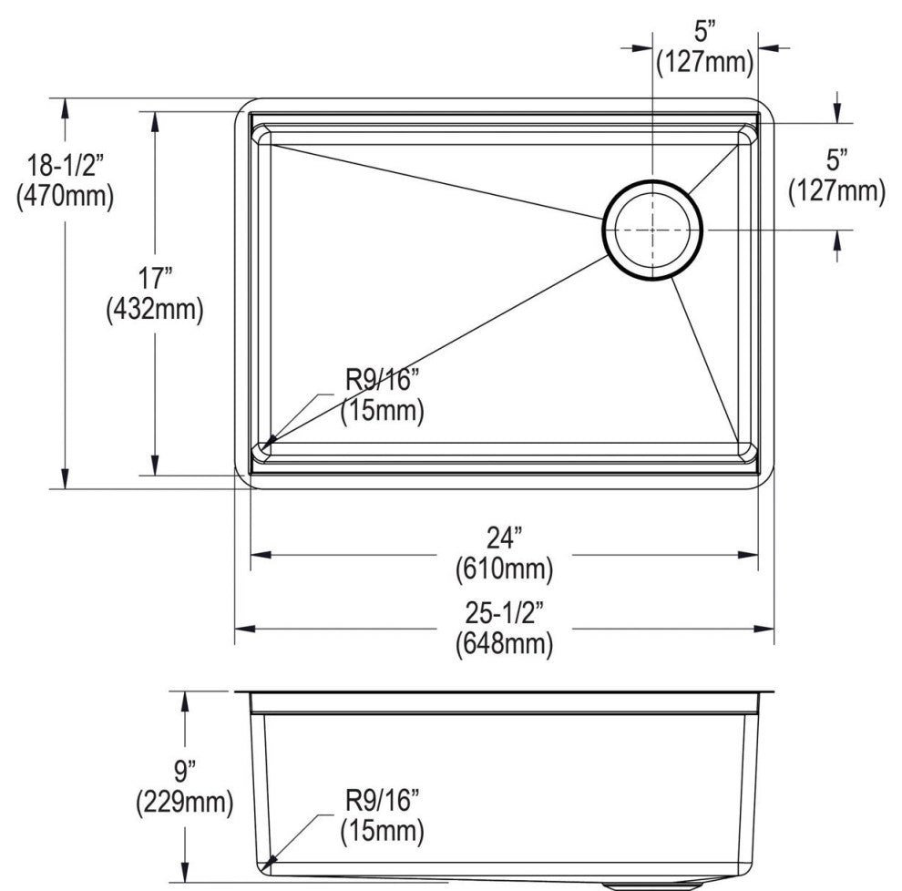EFRU24169RTWC Elkay Crosstown 16 Gauge Workstation Stainless Steel Sink Kit