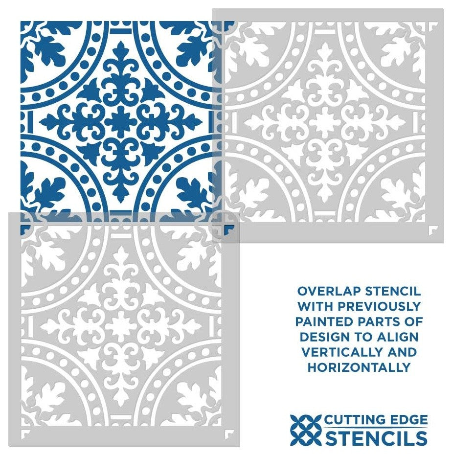 Florenza Tile Stencil, DIY Faux Italian Tiles, Cement Tile Stencils, Small