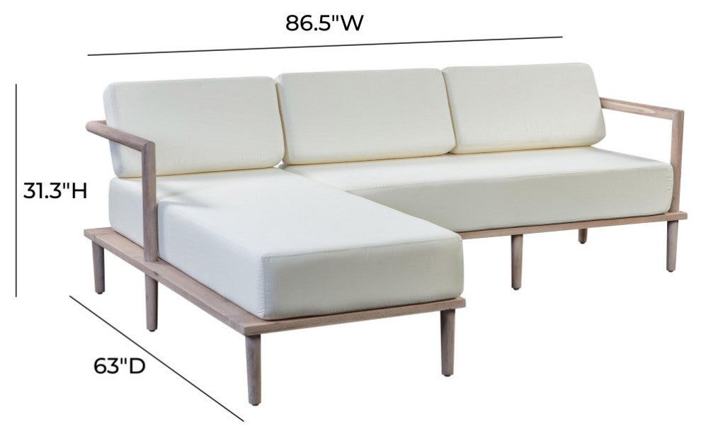 TOV Furniture Emerson Cream Outdoor Sectional - LAF