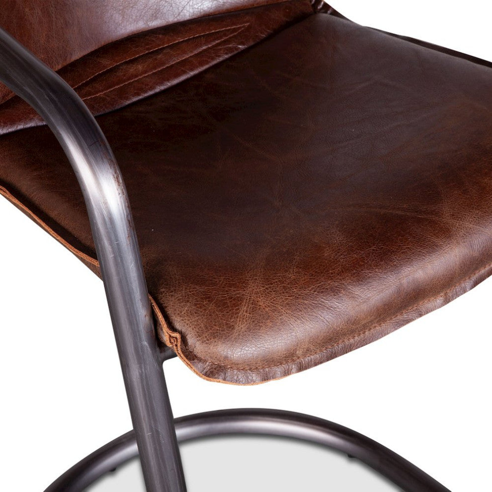 Chiavari Leather Counter Chair Geisha Brown - Set Of 2