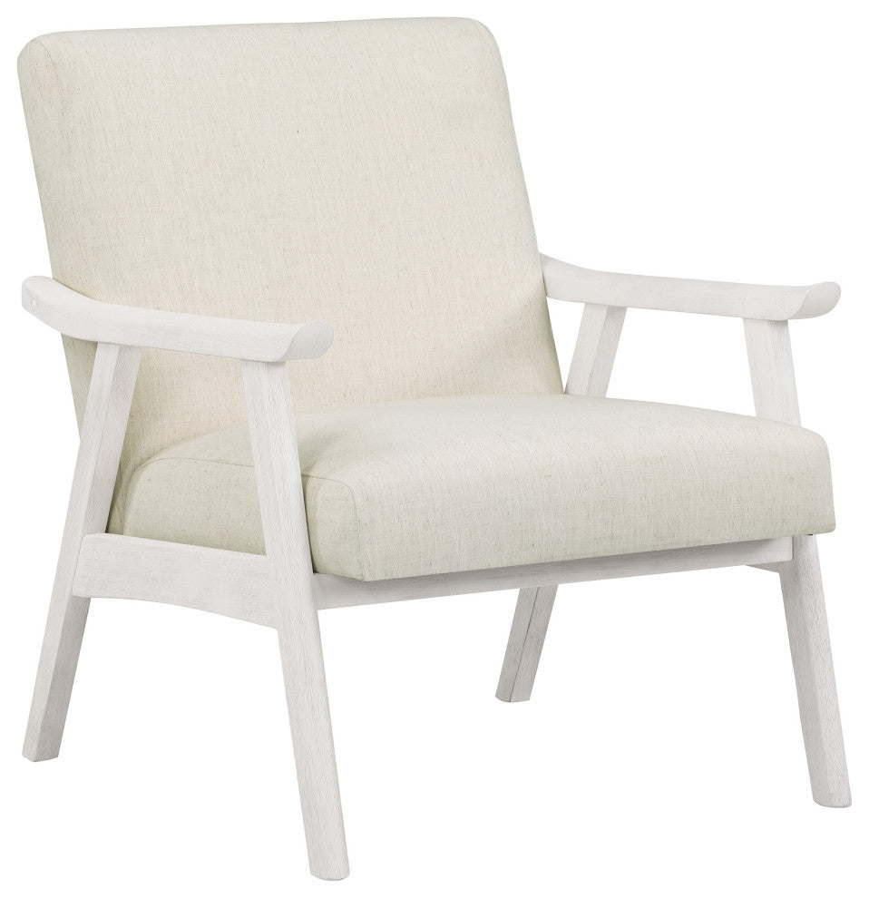 Weldon Armchair, Linen Fabric With Antique White Finished Frame