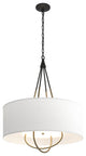 Loop Pendant, Black Finish, Soft Gold Accents, Natural Anna Shade