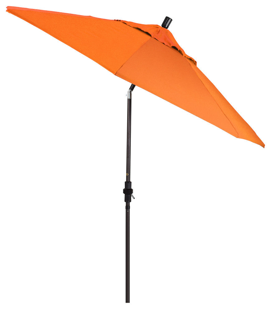 9' Bronze Collar Tilt Crank Lift Aluminum Umbrella, Sunbrella, Tuscan
