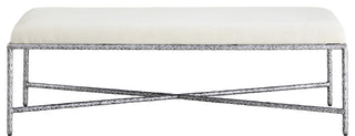 Valley Upholstered Bench, Cream, 54" W x 18" D, Silver, Chenille Fabric