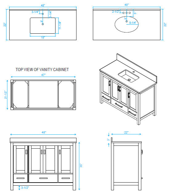 Wyndham WCS141448SWHIVUNSM24 48 Inch Single Bathroom Vanity in White