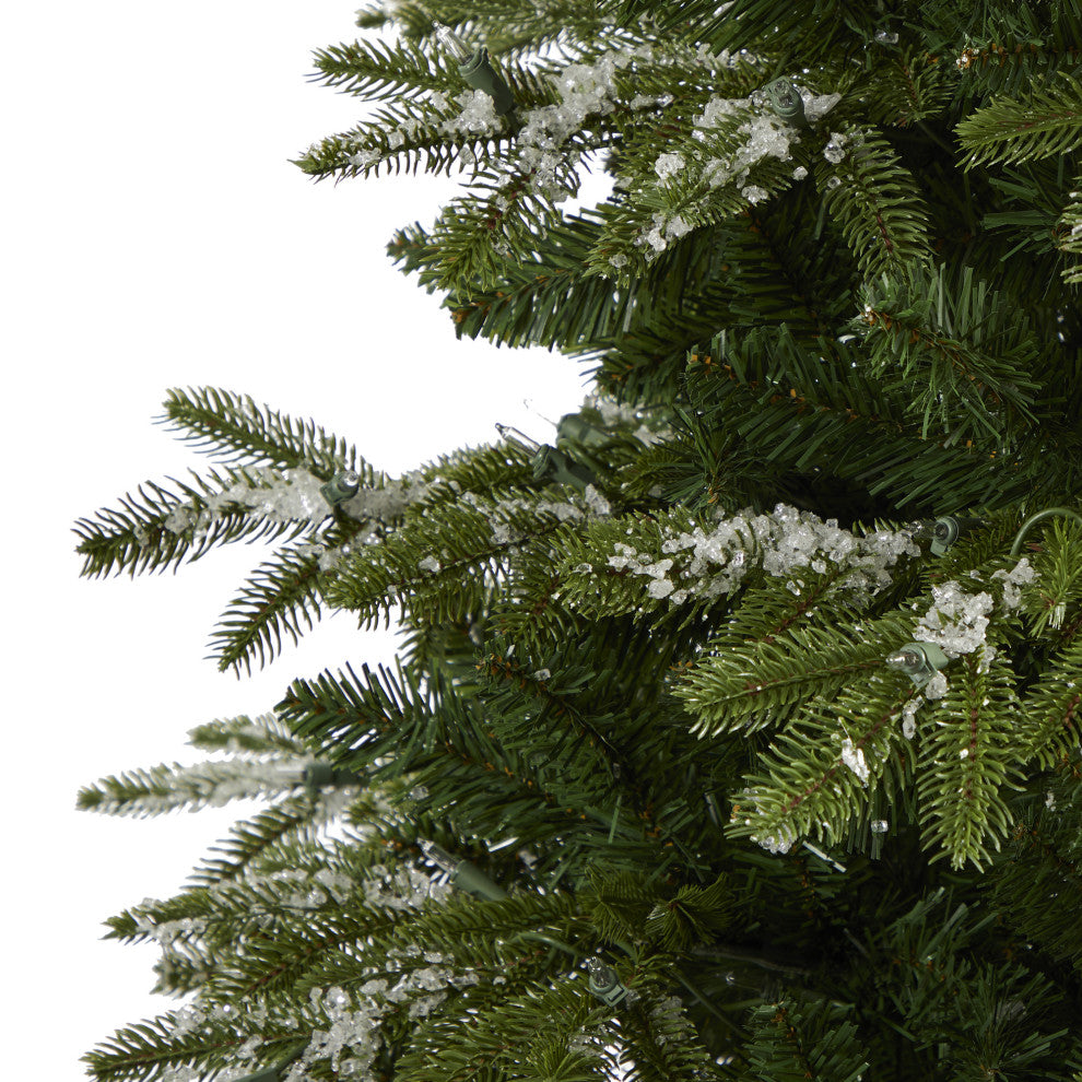 7' Snowed Grand Teton Faux Xmas Tree W/500 Clear Lights & 1050 Bendable Branches