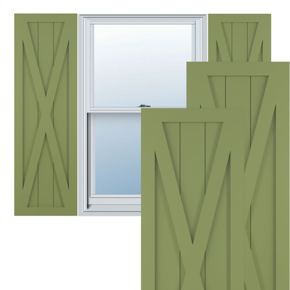 15"W True Fit PVC Single X-Board Farmhouse, Moss Green, 63"H