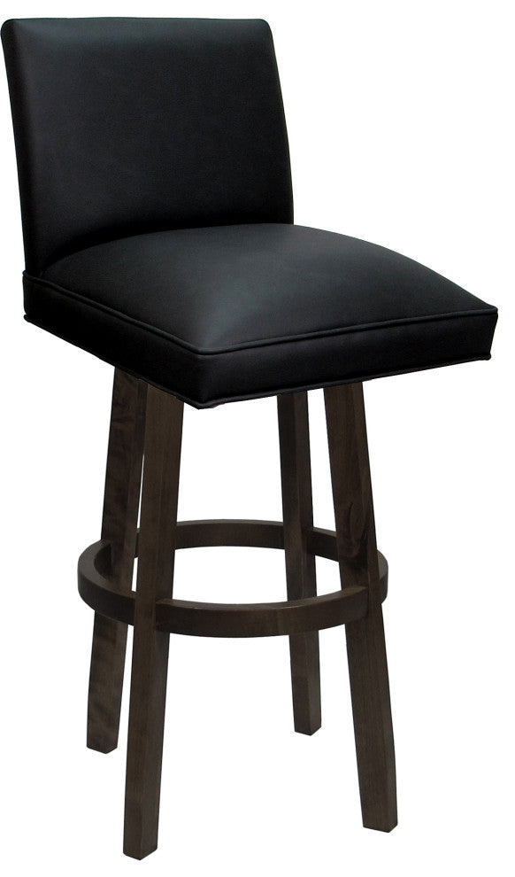 Swivel Wood Counter, Bar or Extra Tall Stool - Sommerville on Vivian Base, Black Vinyl - Dark Walnut, 26"