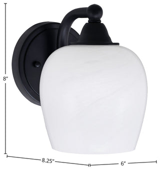 Paramount 1-Light Wall Sconce, Matte Black, 6" White Marble Glass