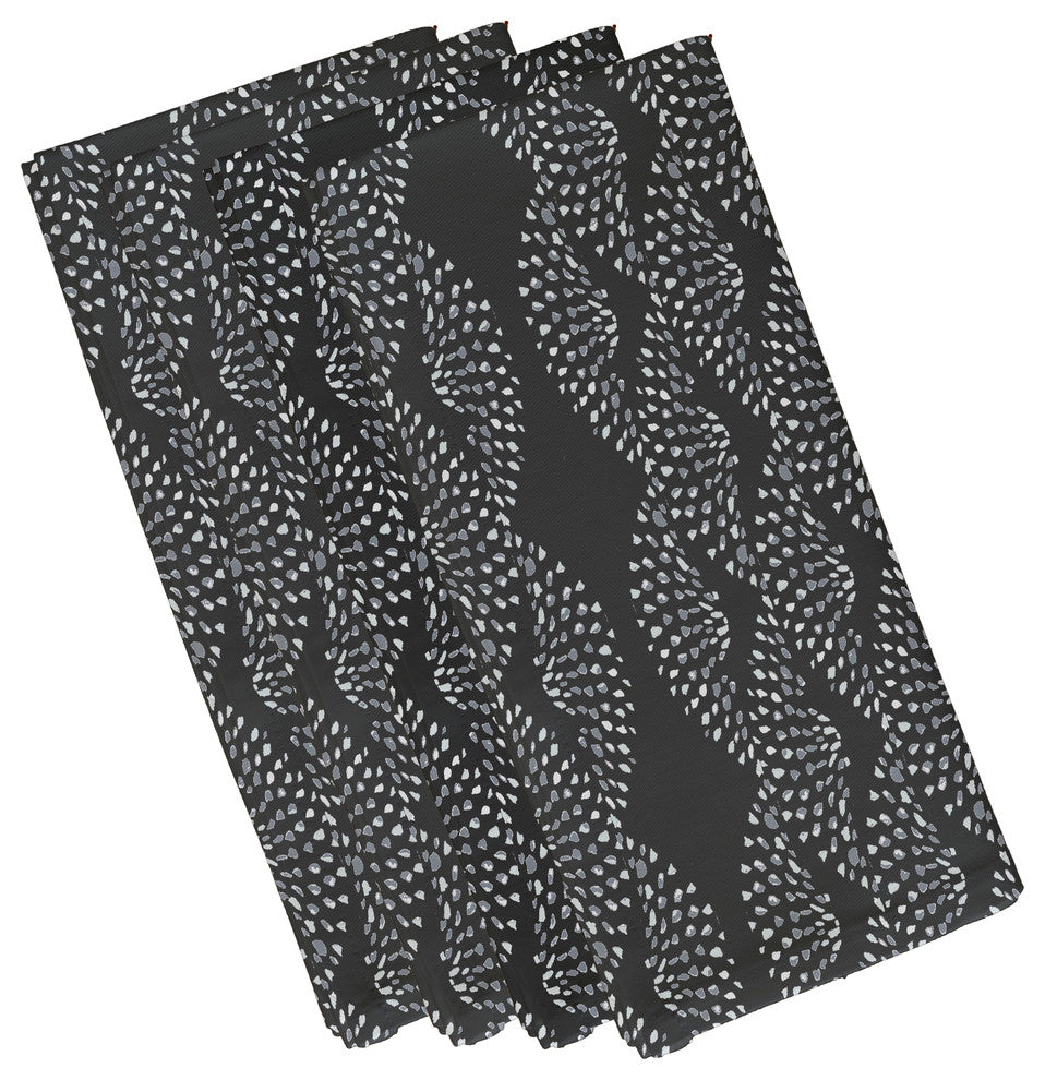 Dotted Decor 19" Black Stripe Print Napkin, Set of 4