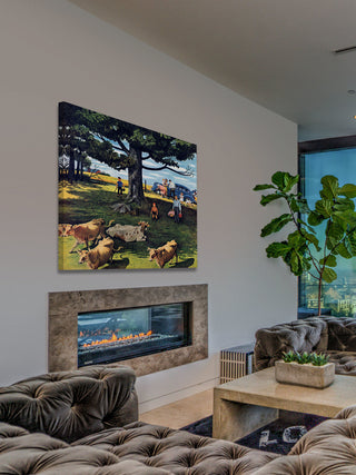 "Shoo the Moos" Painting Print on Canvas by Stevan Dohanos