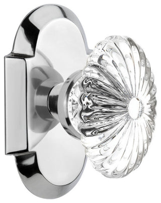 Double Cottage Plate With Oval Fluted Crystal Knob, Bright Chrome