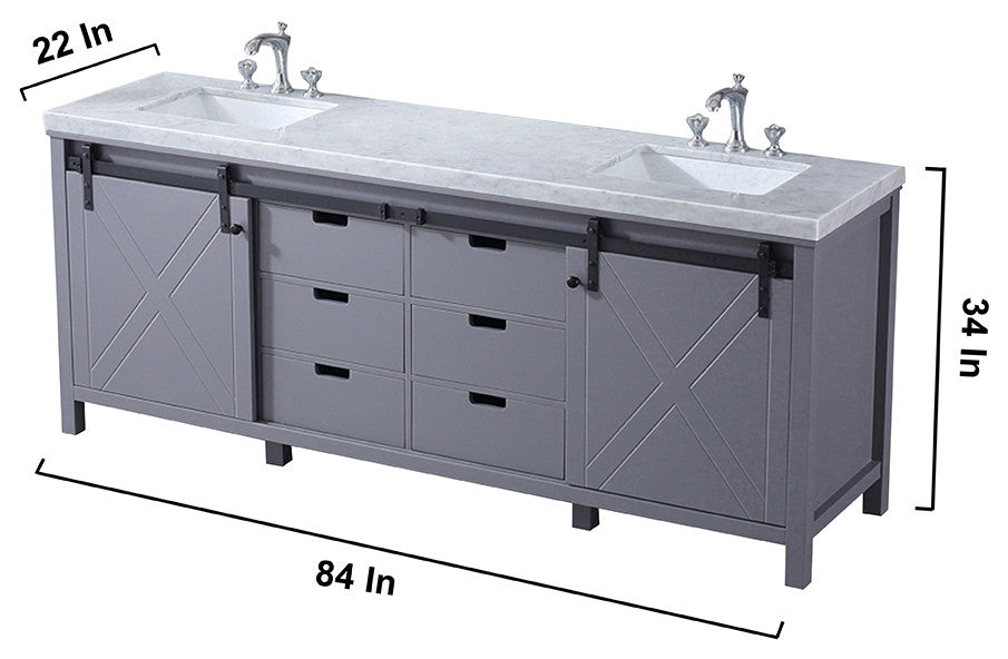 Marsyas Transitional Dark Grey 84" Double Vanity Set