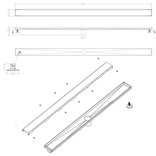 ALFI brand 59" Brushed Stainless Steel Linear Shower Drain With Solid Cover