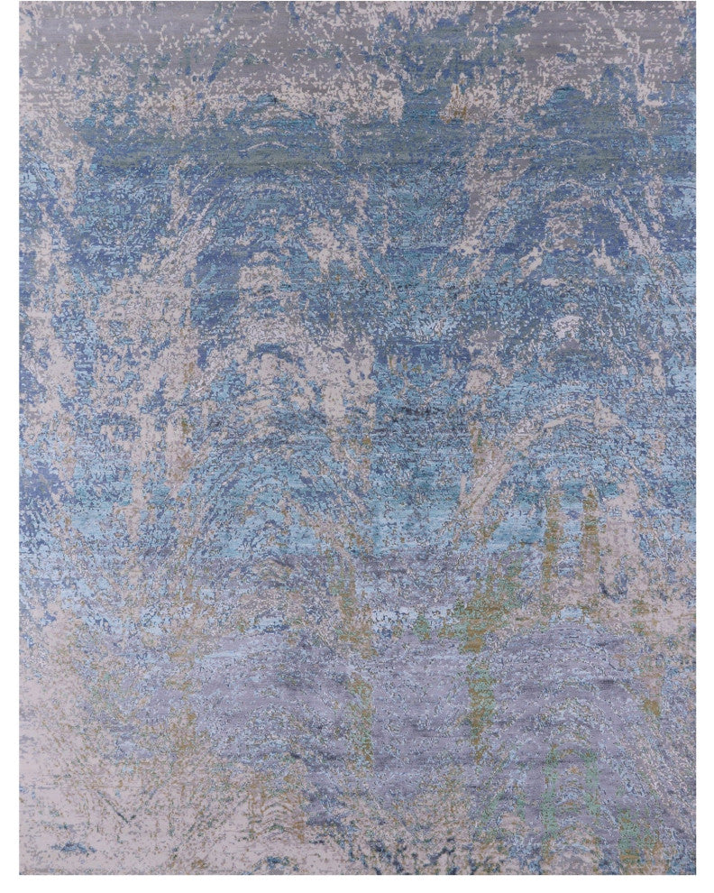 Hand-Knotted Abstract Wool & Silk Rug 7' 11" X 10' 2" - Q13075
