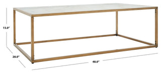 Safavieh Couture Brynna Rectangle Marble Coffee Table White/Bronze